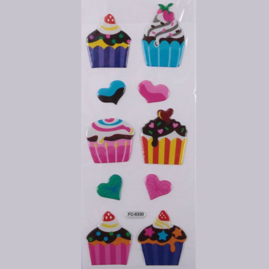 Cupcake & Herzen Face Sticker Aufkleber - FC6330 - Mytortenland